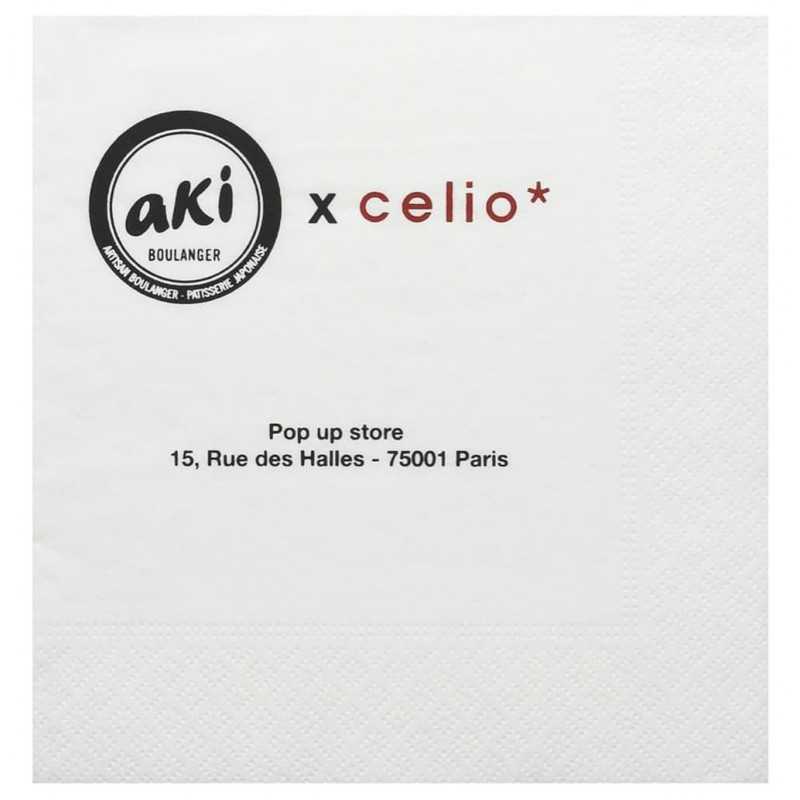 Servilleta blanca personalizada 33x33 (16,5cm) 2 capas. Marcaje dos colores
