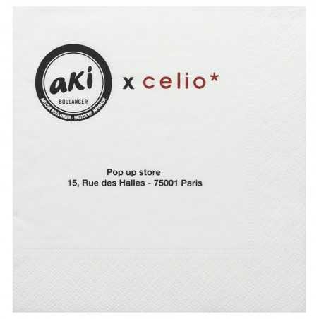 Servilleta blanca personalizada 33x33 (16,5cm) 2 capas. Marcaje dos colores