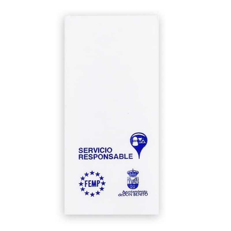 Servilleta canguro blanca para cubiertos 40x40 (10x20cm) doble punto. 1 color