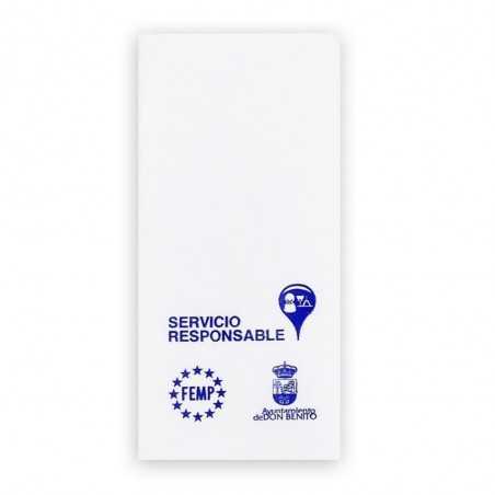 Servilleta canguro blanca para cubiertos 40x40 (10x20cm) doble punto. 1 color