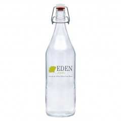 Botella de cristal personalizada 1l y tapón gaseosa - 8,8x31cm. Marcada 2 colores