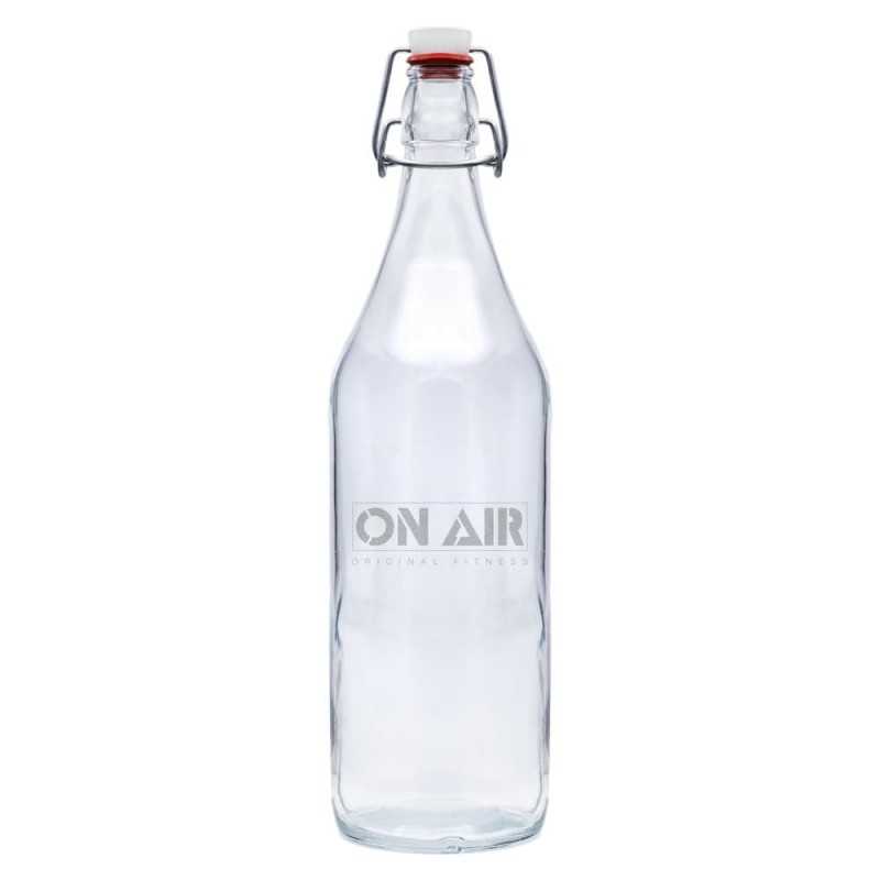 Botella de cristal personalizada de 1l con tapón gaseosa - 8,8x31cm. Marcada láser