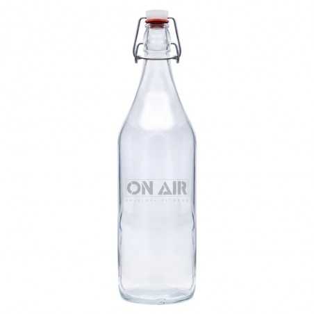 Botella de cristal personalizada de 1l con tapón gaseosa - 8,8x31cm. Marcada láser
