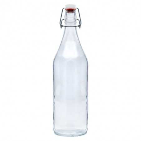 Botella de cristal personalizada de 1l con tapón gaseosa - 8,8x31cm. Marcada láser