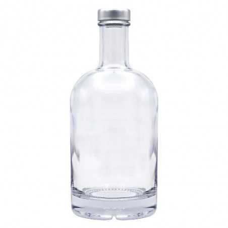 Botella cristal personalizada 70cl 9,7x21,5cm. Tapón rosca plata. Marcada láser
