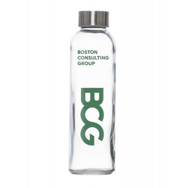 Botella de cristal personalizada 50cl. Tapón rosca plata - 6,3x22cm. Marcada 1 color