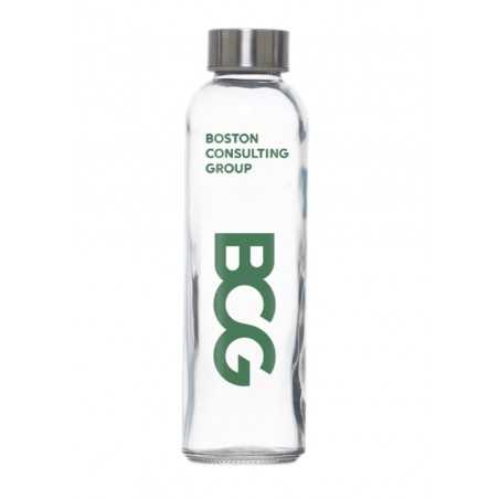 Botella de cristal personalizada 50cl. Tapón rosca plata - 6,3x22cm. Marcada 1 color