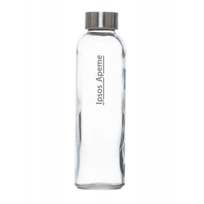 Botella de cristal personalizada 50cl. Tapón rosca plata - 6,3x22cm. Marcaje láser