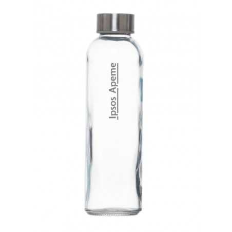 Botella de cristal personalizada 50cl. Tapón rosca plata - 6,3x22cm. Marcaje láser