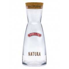 Botella cristal personalizada 1l, tapón de corcho. 10x27cm. Calca 5,5x5,5cm a 3 colores