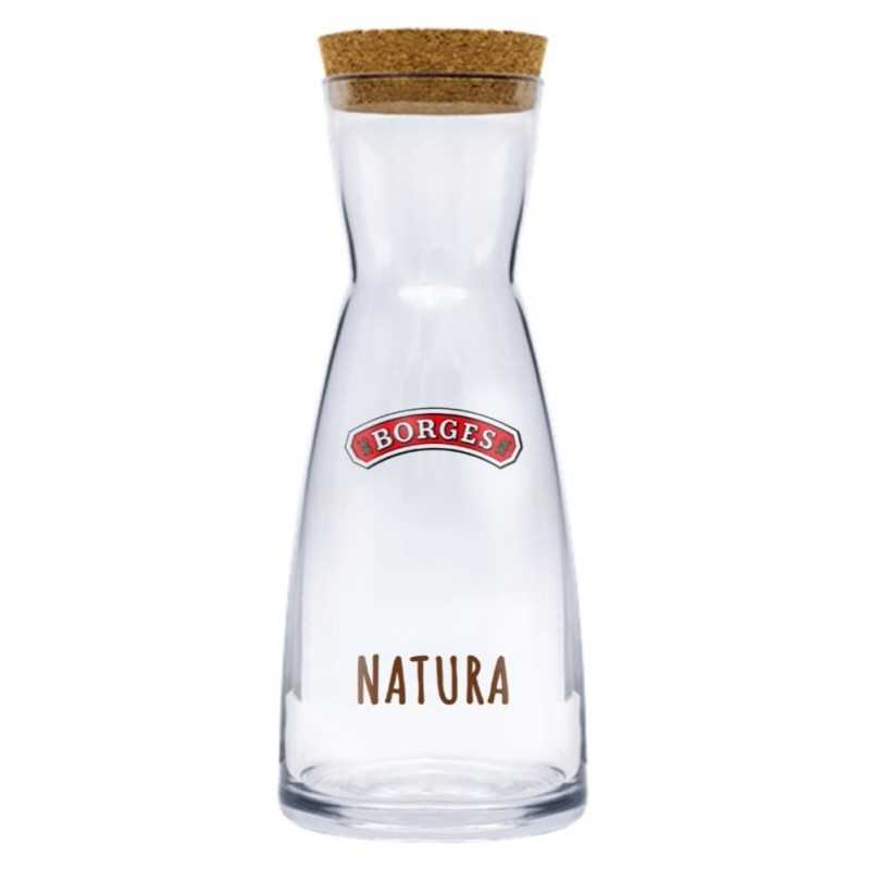 Botella cristal personalizada 1l, tapón de corcho. 10x27cm. Calca 5,5x5,5cm a 3 colores