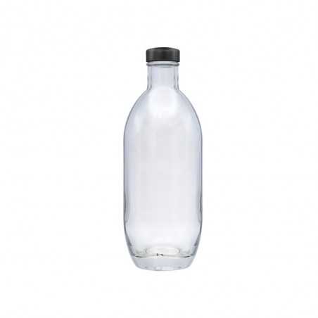 Botella de cristal personalizada de 370ml - 7x19,5cm. Tapón rosca negro. Marcada 1 color