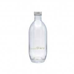 Botella de cristal personalizada 370ml - 7x19,5cm. Tapón rosca plata. 1 color Vitrificado