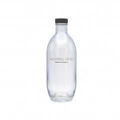 Botella de cristal personalizada 370ml - 7x19,5cm. Tapón rosca negro. Marcada 2 colores