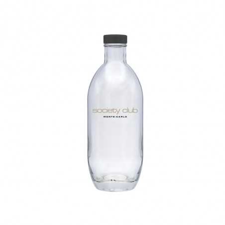 Botella de cristal personalizada 370ml - 7x19,5cm. Tapón rosca negro. Marcada 2 colores