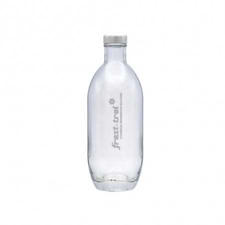 Botella de cristal personalizada de 370ml - 7x19,5cm. Tapón rosca plata. Marcada láser