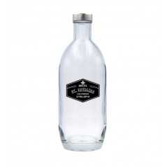 Botella de cristal personalizada 700ml -8,5x23,6cm. Tapón rosca plata. 1 color Vitrificado