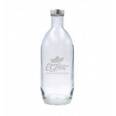 Botella de cristal personalizada de 700ml - 8,5x23,6cm. Tapón rosca plata. Marcada láser