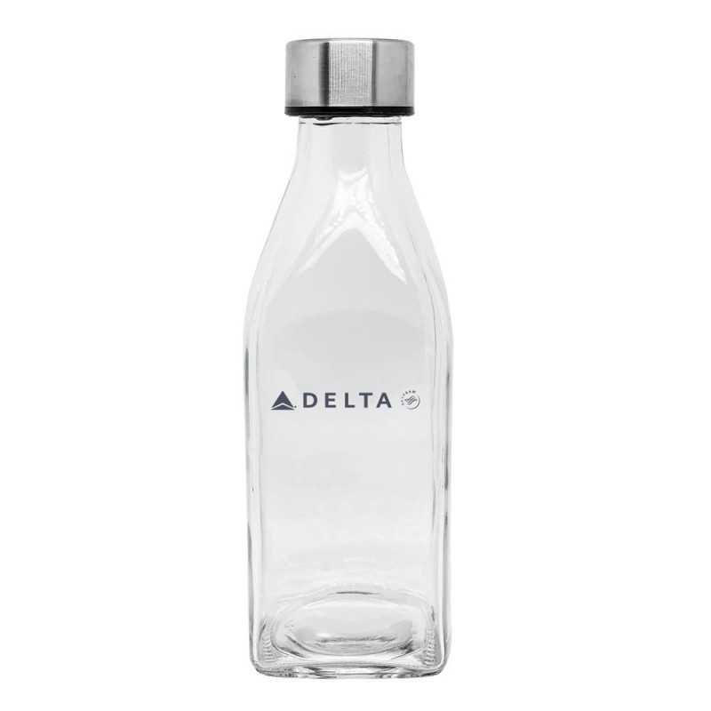 Botella cristal cuadrada personalizada 570ml, tapón plata - 7x21,2cm. Marcada 1 color