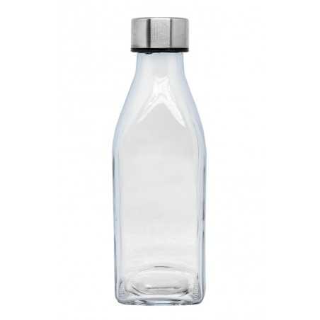 Botella cristal cuadrada personalizada 570ml, tapón plata - 7x21,2cm. Marcada 1 color
