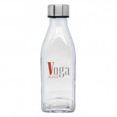 Botella cristal cuadrada personalizada 570ml, tapón plata - 7x21,2cm. Marcada 2 colores