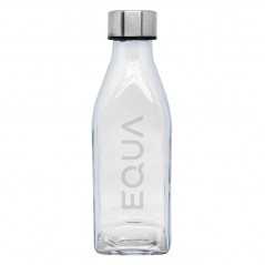 Botella cristal cuadrada personalizada 570ml, tapón plata - 7x21,2cm. Marcada láser