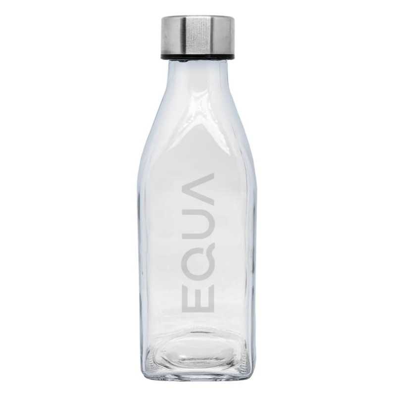 Botella cristal cuadrada personalizada 570ml, tapón plata - 7x21,2cm. Marcada láser