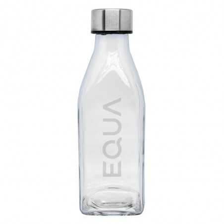 Botella cristal cuadrada personalizada 570ml, tapón plata - 7x21,2cm. Marcada láser
