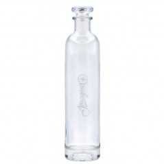 Botella de cristal personalizada 750ml con tapón transparente - 7,4x30cm. Marcada láser