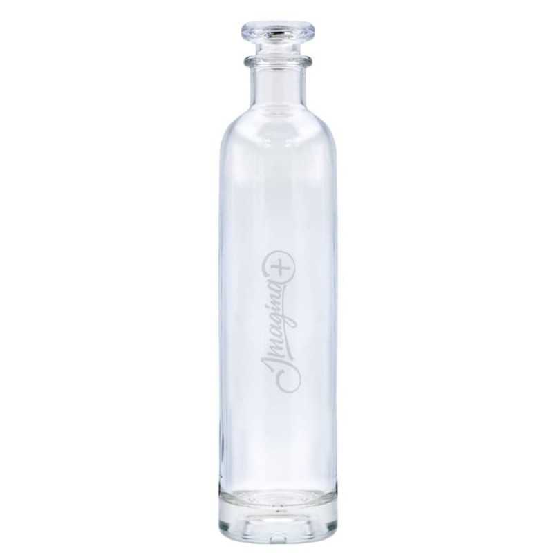 Botella de cristal personalizada 750ml con tapón transparente - 7,4x30cm. Marcada láser