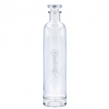 Botella de cristal personalizada 750ml con tapón transparente - 7,4x30cm. Marcada láser