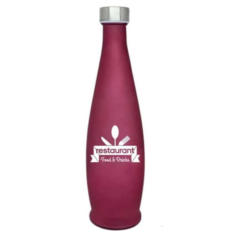 Botella cristal rojo personalizada 1l, tapón rosca inox. 8,9x32,4cm. Marcada 1 color