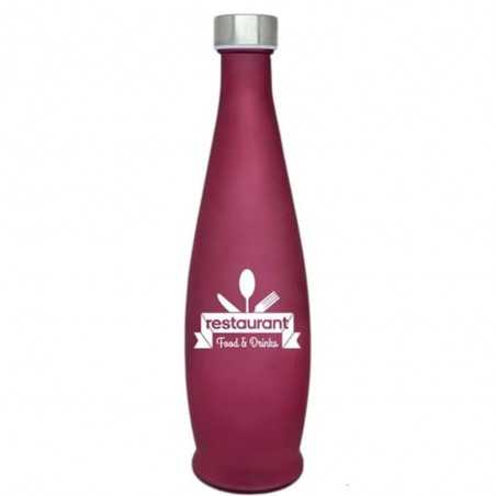 Botella cristal rojo personalizada 1l, tapón rosca inox. 8,9x32,4cm. Marcada 1 color