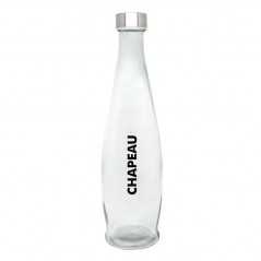 Botella cristal personalizada transparente 1l, tapón inox - 8,9x32,4cm. A un color