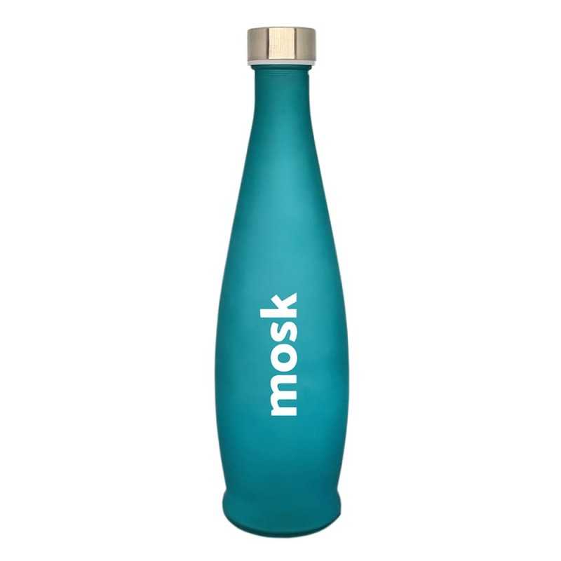 Botella cristal verde personalizada 1l, tapón rosca inox. 8,9x32,4cm. Marcada 1 color