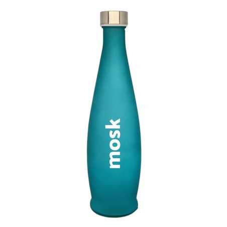 Botella cristal verde personalizada 1l, tapón rosca inox. 8,9x32,4cm. Marcada 1 color
