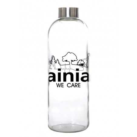 Botella de cristal personalizada 1l tapón plateado. 7,9x24,5cm. Marcaje 1 color