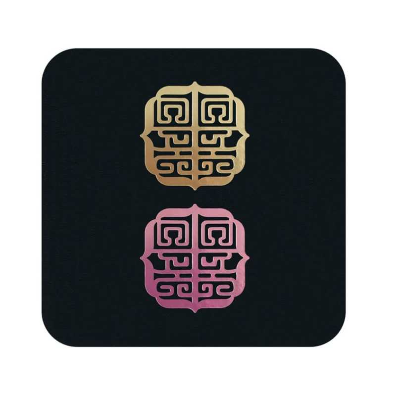 Posavasos personalizado cuadrado base negra de 9 cm, 400g. Marcado a 2 colores con stamping de-luxe