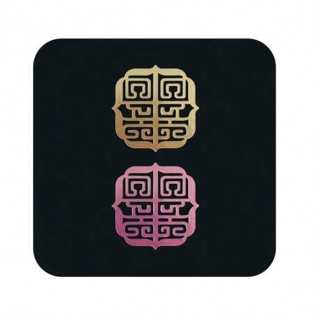 Posavasos personalizado cuadrado base negra de 9 cm, 400g. Marcado a 2 colores con stamping de-luxe