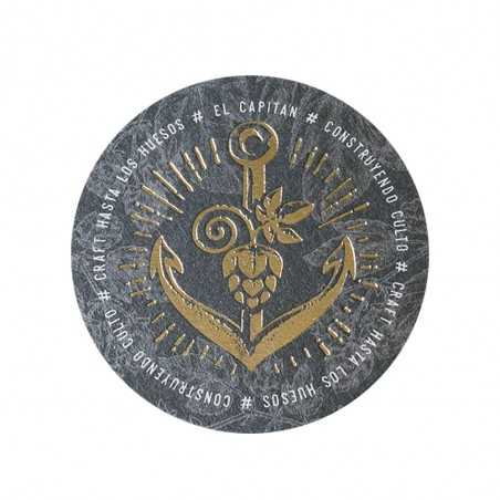 Posavasos personalizado redondo base negra de 9 cm, 400g. Marcado a 2 colores con stamping de-luxe