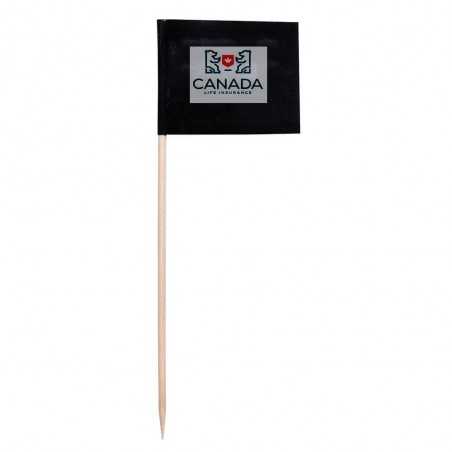 Banderilla de hamburguesa personalizada rectangular, madera de 15cm de alto. Marcaje en negro