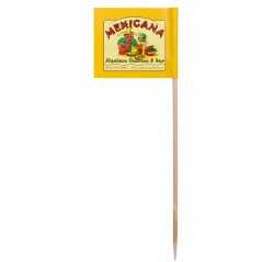 Banderilla de hamburguesa personalizada rectangular, madera 15cm de alto. Marcaje cuatricomía