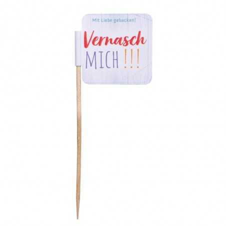 Banderilla de hamburguesa personalizada rectangular, madera 15cm de alto. Marcaje cuatricomía