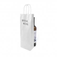 Bolsa de papel blanco personalizada para botella - 14x8,5x39,5cm. 1 color, 1 lado