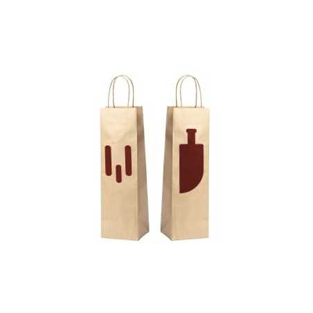 Bolsa papel blanco personalizada para botella - 14x8,5x39,5cm. 1 color a dos lados
