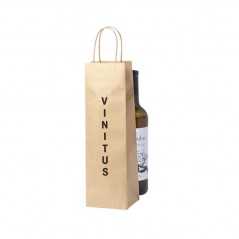 Bolsa papel kraft personalizada para botella. 11x10x36cm. Marcada 1 color en un lado