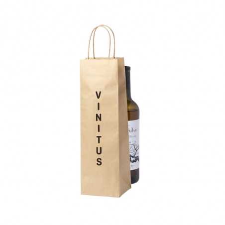 Bolsa papel kraft personalizada para botella. 11x10x36cm. Marcada 1 color en un lado