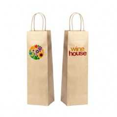 Bolsa papel blanco personalizada para botella - 14x8,5x39,5cm. Cuatricomía dos lados