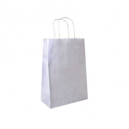 Bolsa personalizada de papel blanco con asa reforzada- 20x10x29cm. 1 color, 2 lados