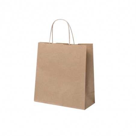 Bolsa papel kraft personalizada con asa reforzada- 22x9x23cm. Marcada 1 color, 1 lado